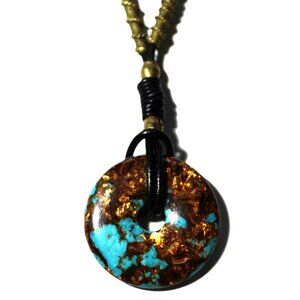 50mm Bronzite Donut On 3mm Black Leather